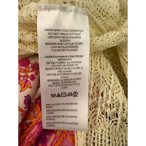 By Anthropologie Sheer Open-Stitch Ruffle XL Pullover Sweater Cream Fairycore - Picture 10 of 12